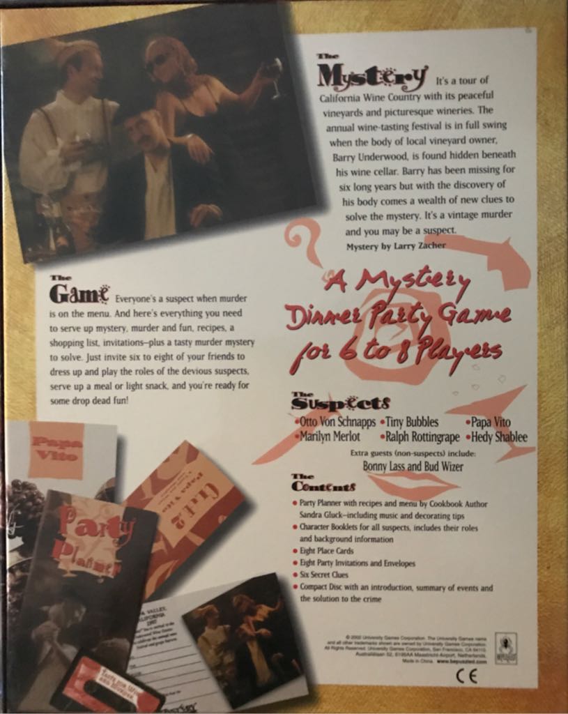 ** Murder A La Carte - A Taste For Wine And Murder  (6) board game collectible [Barcode 023332200115] - Main Image 2