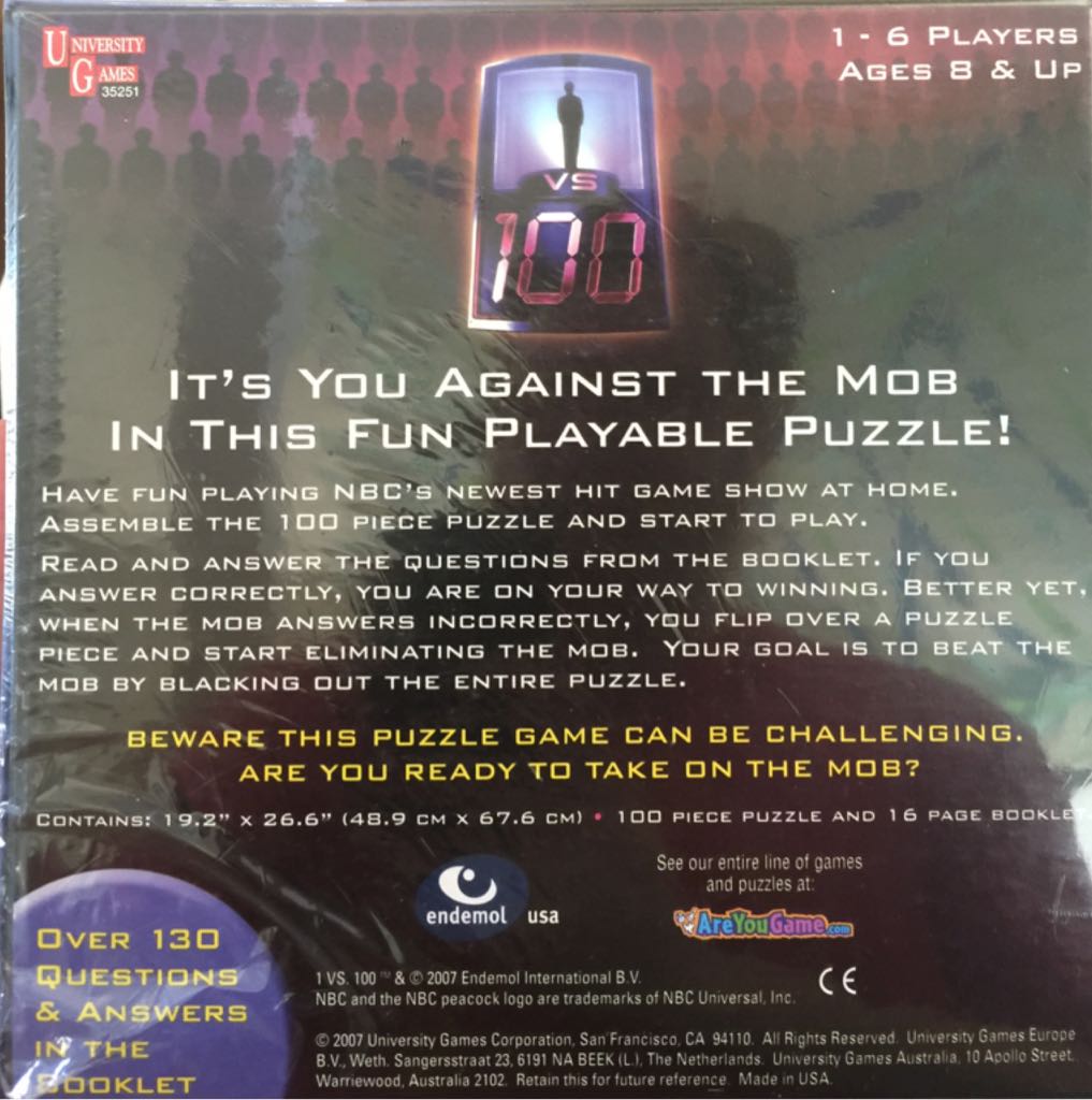 vs 100  (6) board game collectible [Barcode 023332352517] - Main Image 2