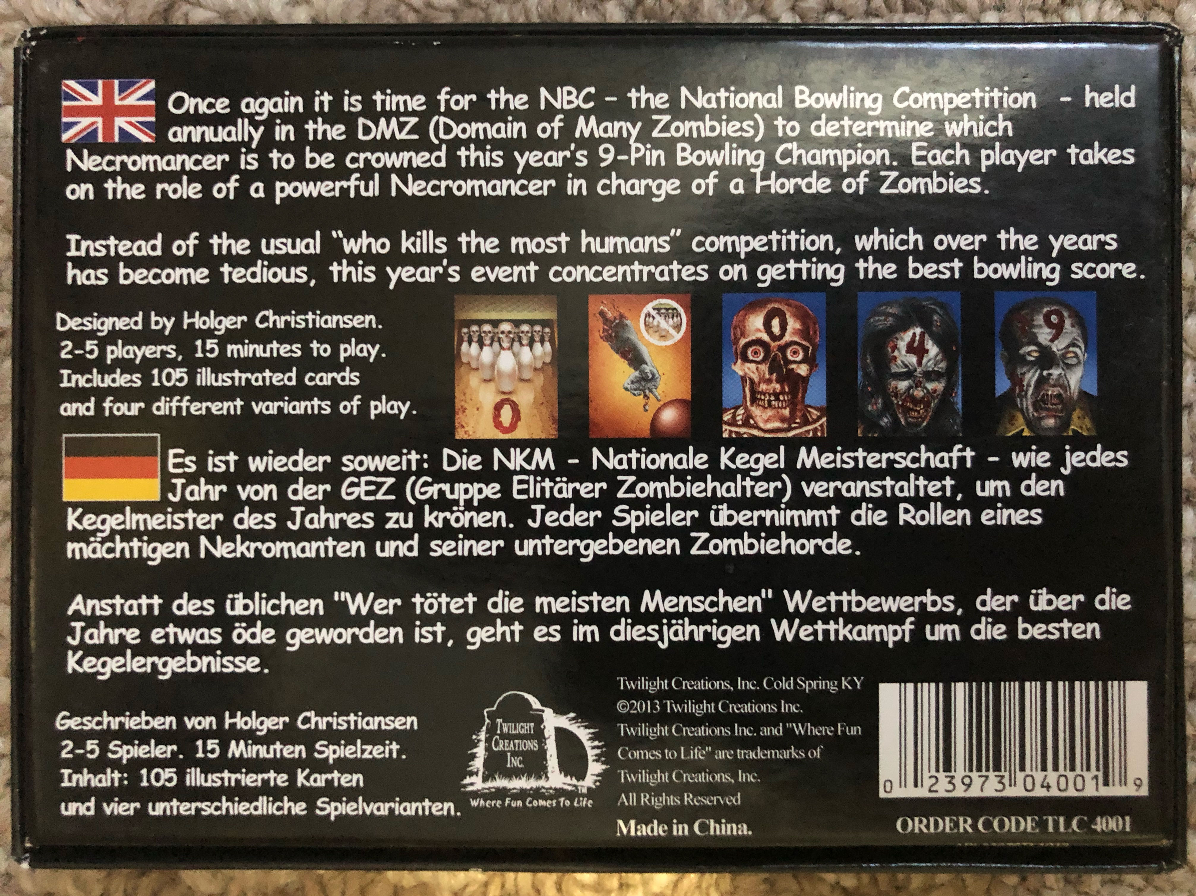 Zombies!!!-Bowling for Zombies!!!  (2-5) board game collectible [Barcode 023973040019] - Main Image 2