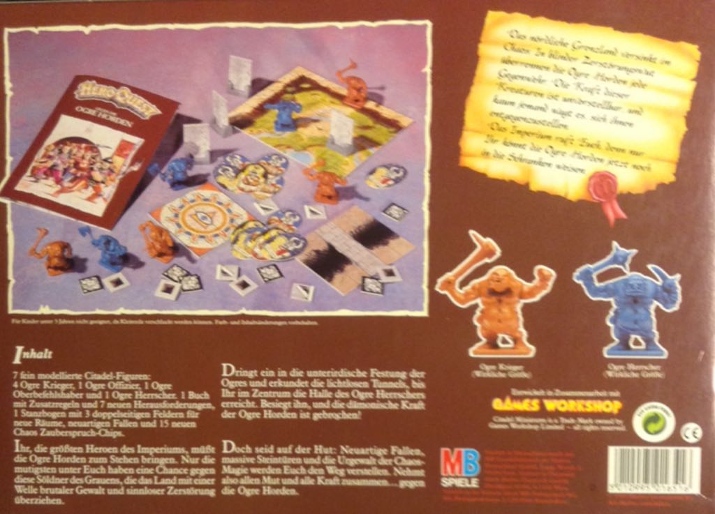 Hero Quest: Against the Ogre Horde (Gegen Die Ogre Borden)  (2 to 5) board game collectible [Barcode 5010995016516] - Main Image 2