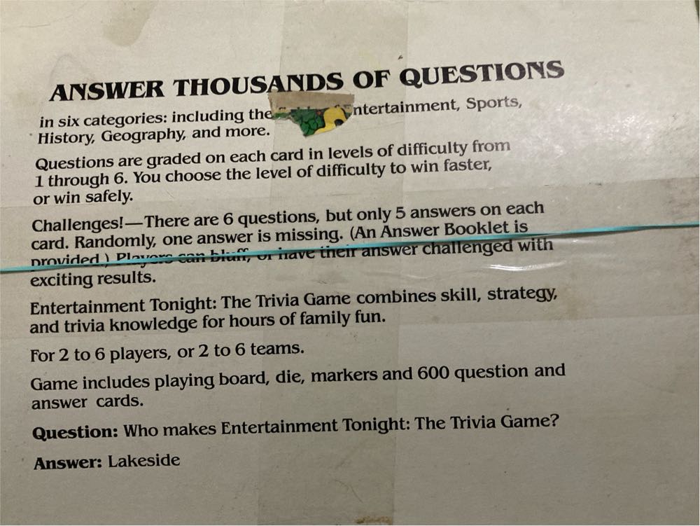 Entertainment Tonight  (2+) board game collectible [Barcode 025761083574] - Main Image 2