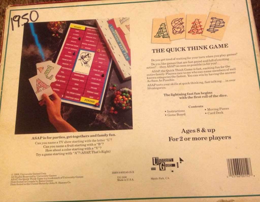 Asap  (2-6) board game collectible [Barcode 025766001528] - Main Image 2