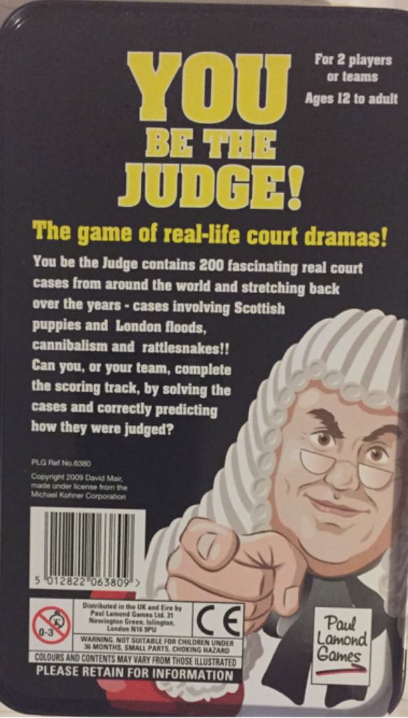 You Be The Judge  (2+) board game collectible [Barcode 5012822063809] - Main Image 2