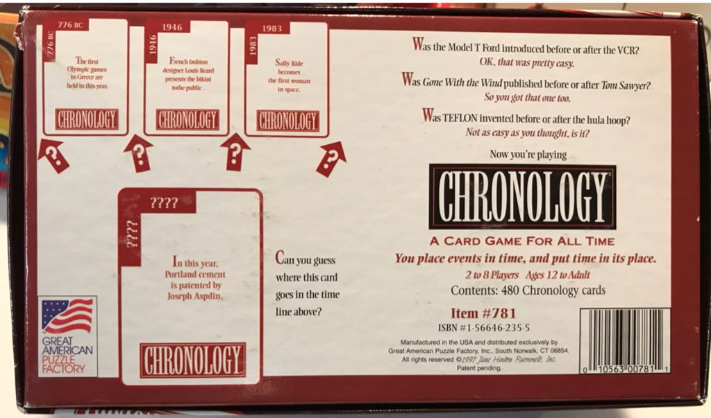 CHRONOLOGY  (2 to 8) board game collectible [Barcode 010563007811] - Main Image 2