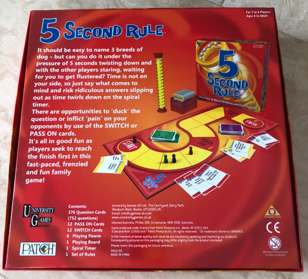 5 Second Rule  (3-6) board game collectible [Barcode 5018163005478] - Main Image 2
