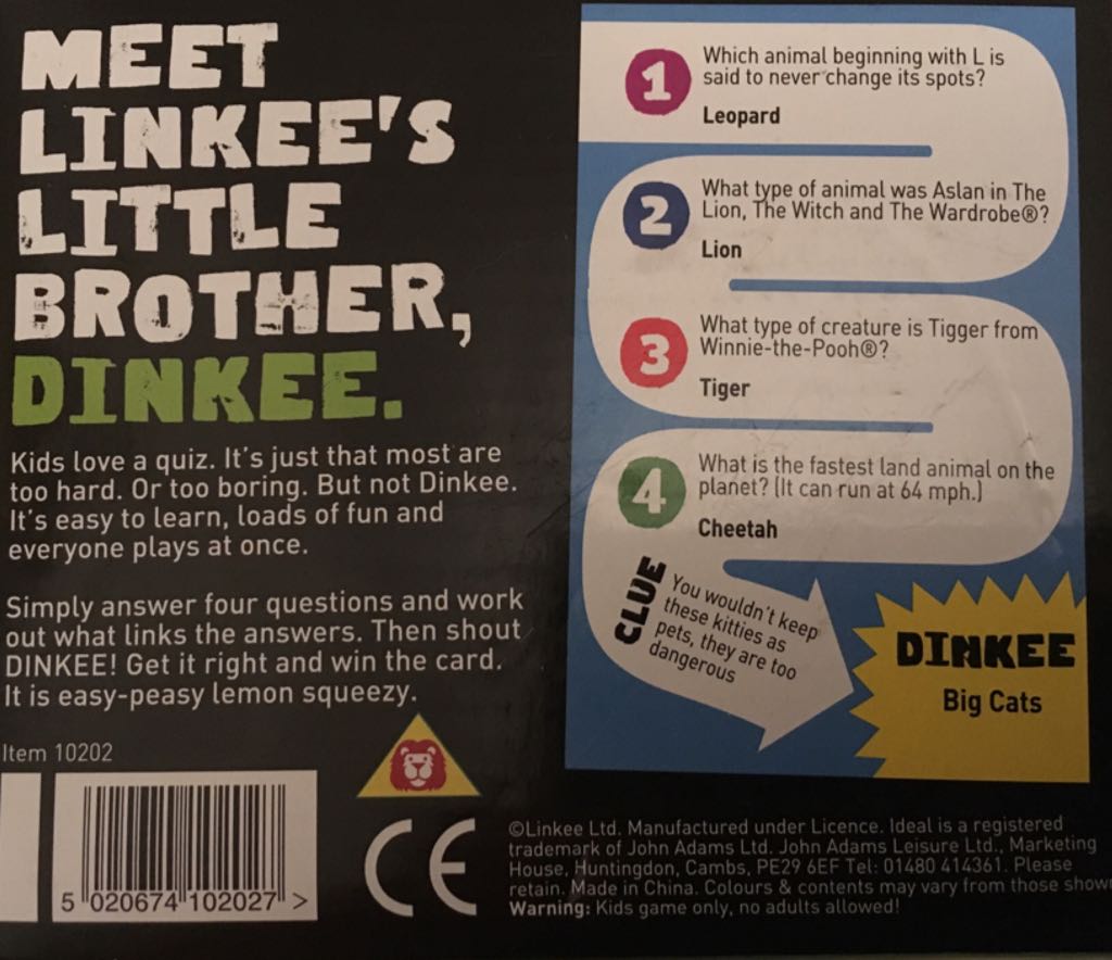 IDEAL DINKEE LINKEE FOR KIDS - TOYS/GAMESDELIVERY  board game collectible [Barcode 5020674102027] - Main Image 2