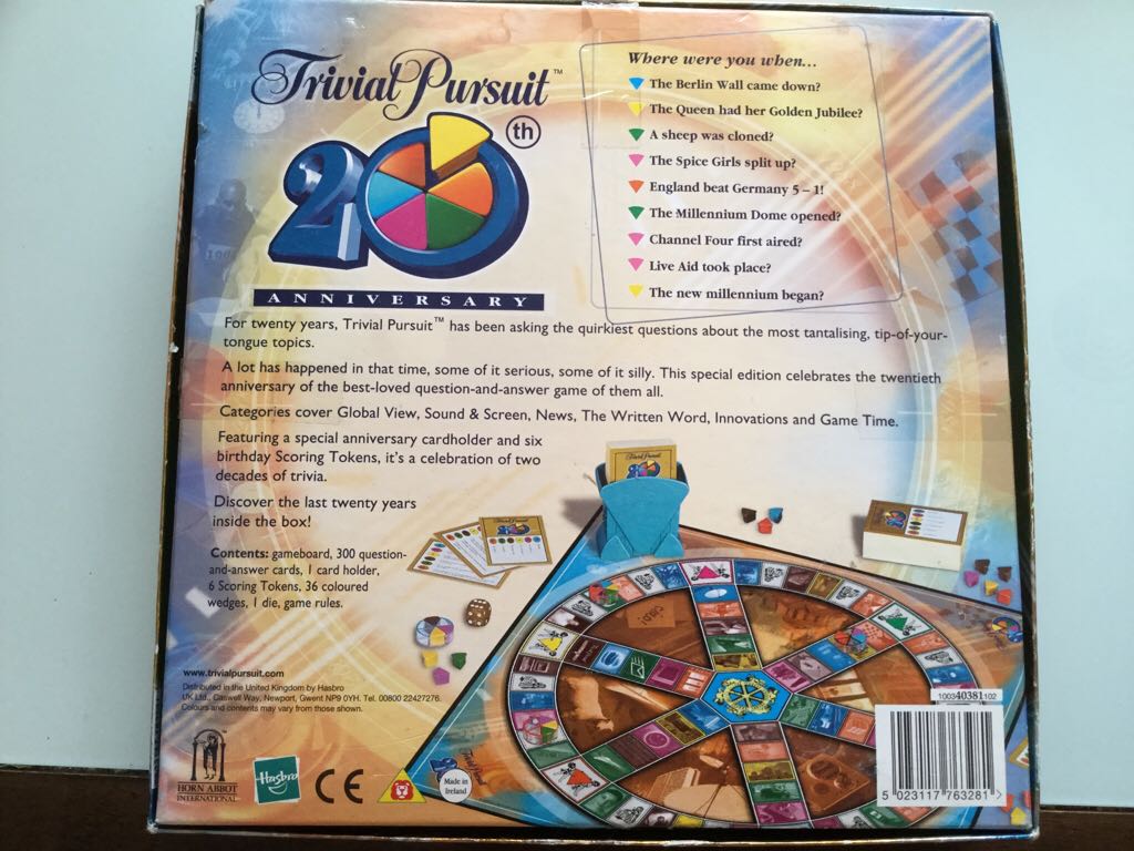 TRIVIAL PURSUIT 20th ANNIVERSARY EDITION BOARD GAME  board game collectible [Barcode 5023117763281] - Main Image 2