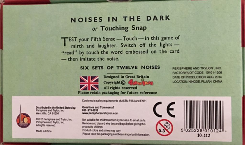 Retro Range Toys and Games Noises in the Dark 2013 Test Your FIFTH Sense - TOUCH  board game collectible [Barcode 5025228010124] - Main Image 2
