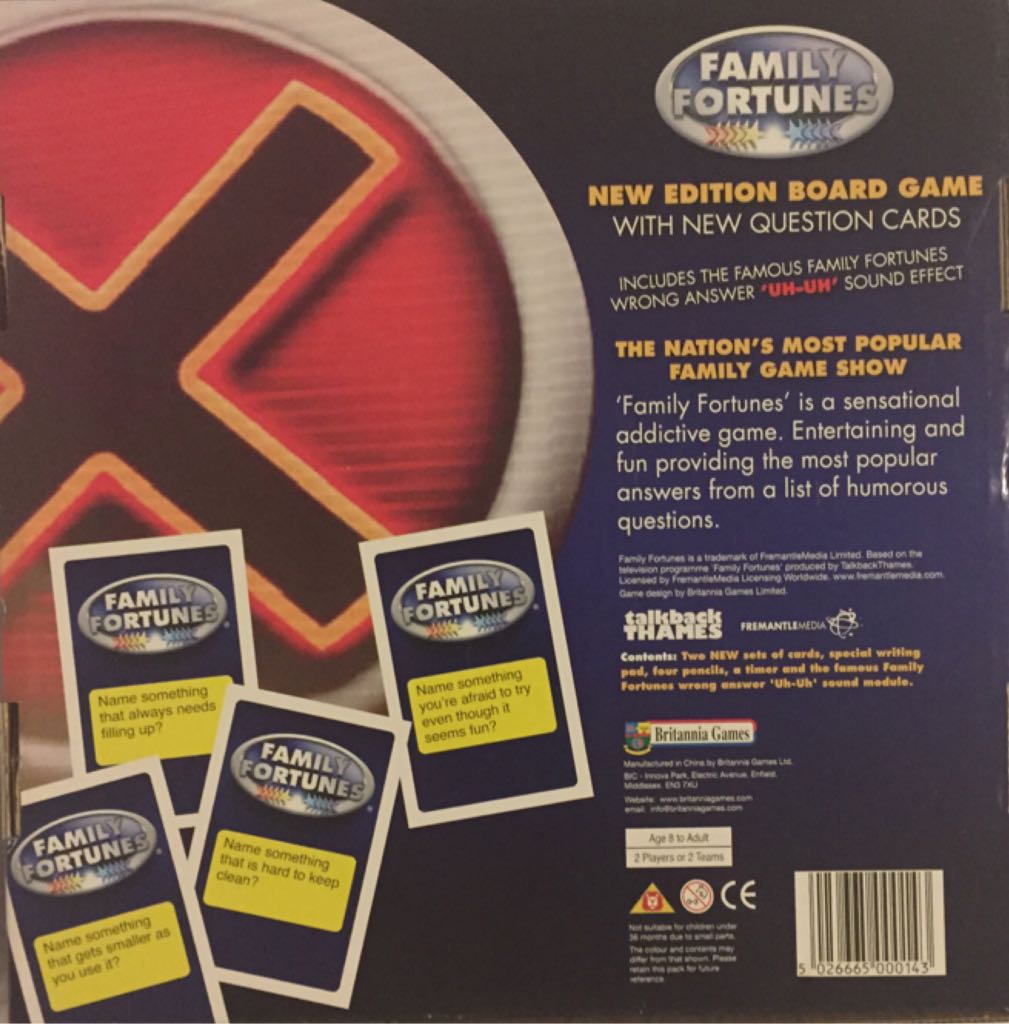 Family Fortunes Board GameEdition With Uh-Uh Buzzer Part  (2) board game collectible [Barcode 5026665000143] - Main Image 2