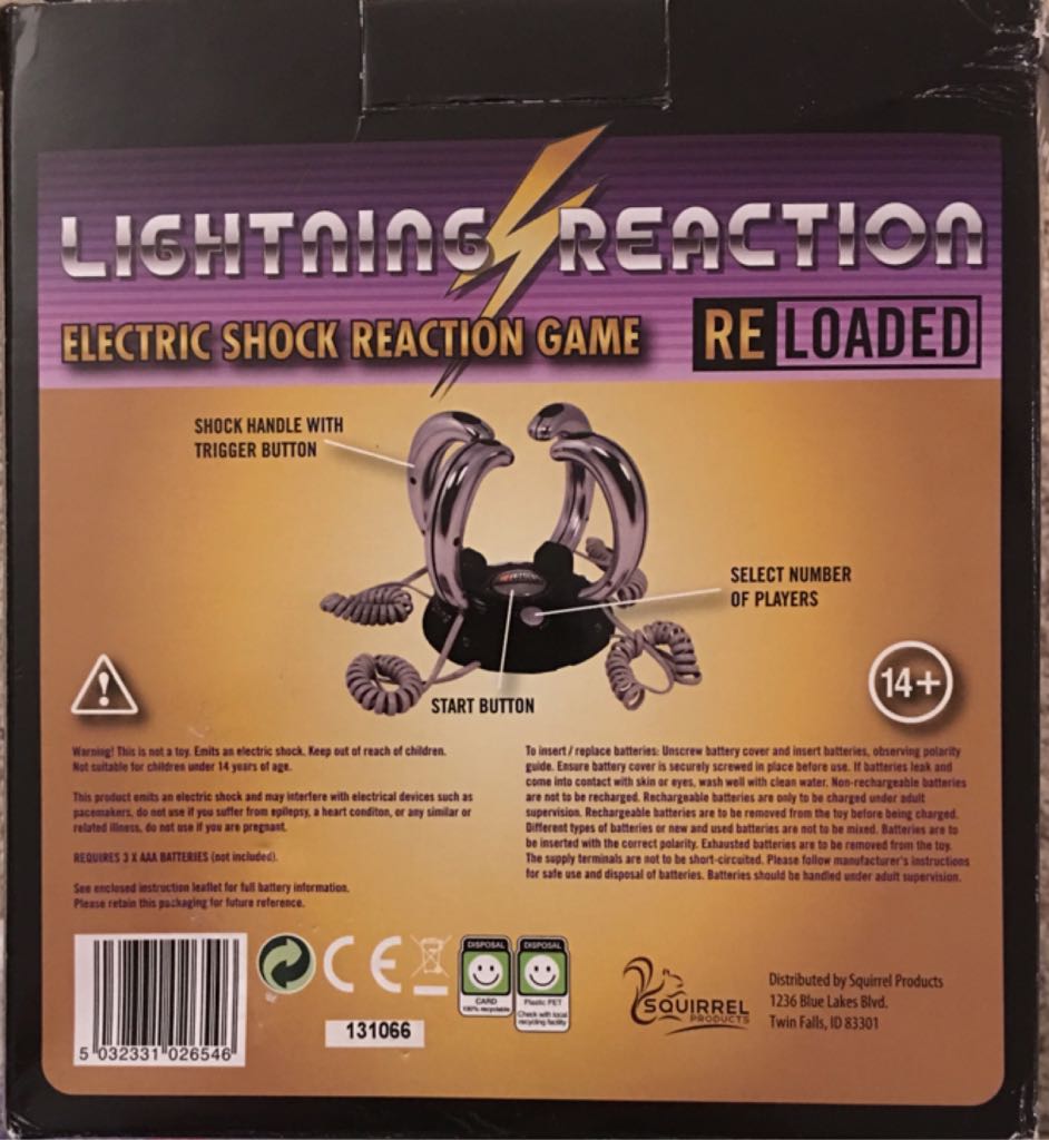 LIGHTNING REACTION RELOADED Electric Shock Party Game Paladone AuthenticUSA  (2-4) board game collectible [Barcode 5032331026546] - Main Image 2
