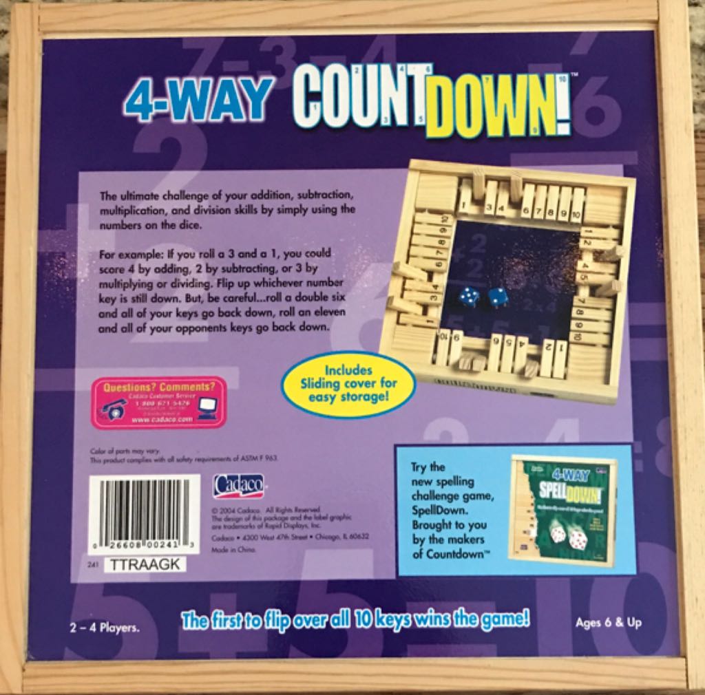 4-Way Countdown  (2-4) board game collectible [Barcode 026608002413] - Main Image 2