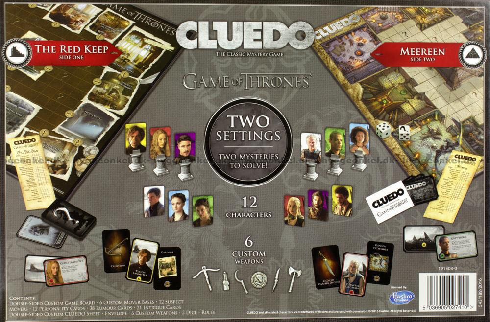 Cluedo Game of Thrones Mystery Board game  (2,3,4,5,6) board game collectible [Barcode 5036905027410] - Main Image 2