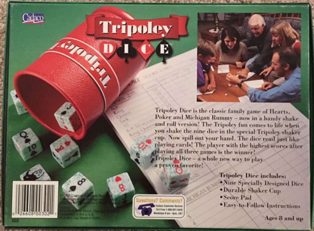 Tripoley Dice  (2+) board game collectible [Barcode 026608003021] - Main Image 2