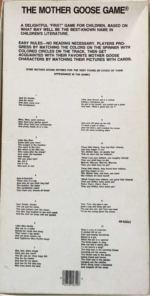 The Mother Goose Game  (2-4) board game collectible [Barcode 026608003106] - Main Image 2