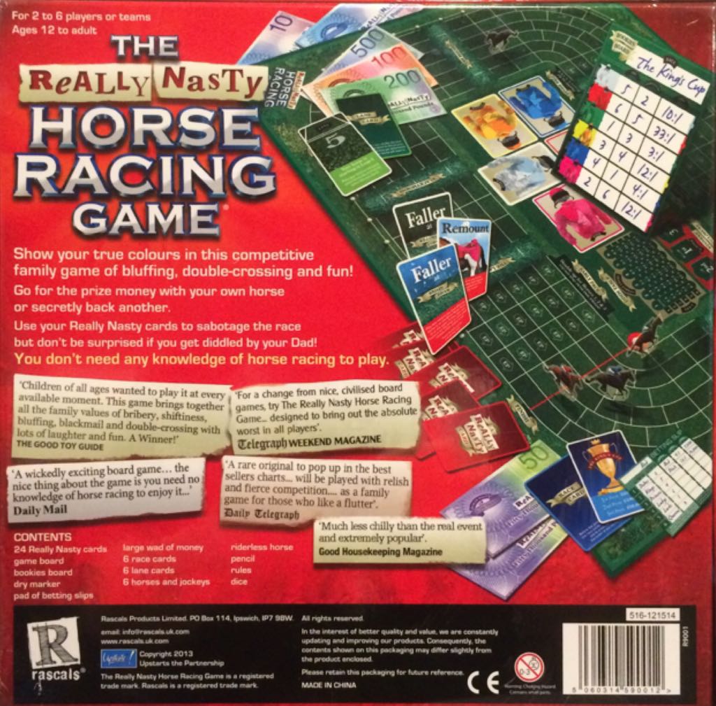 The Really Nasty Horse Racing Game  (2 to 6) board game collectible [Barcode 5060314590012] - Main Image 2
