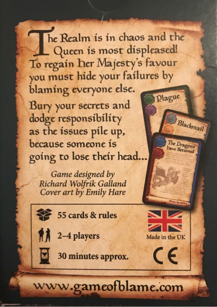 Game of Blame  board game collectible [Barcode 5060350750173] - Main Image 2