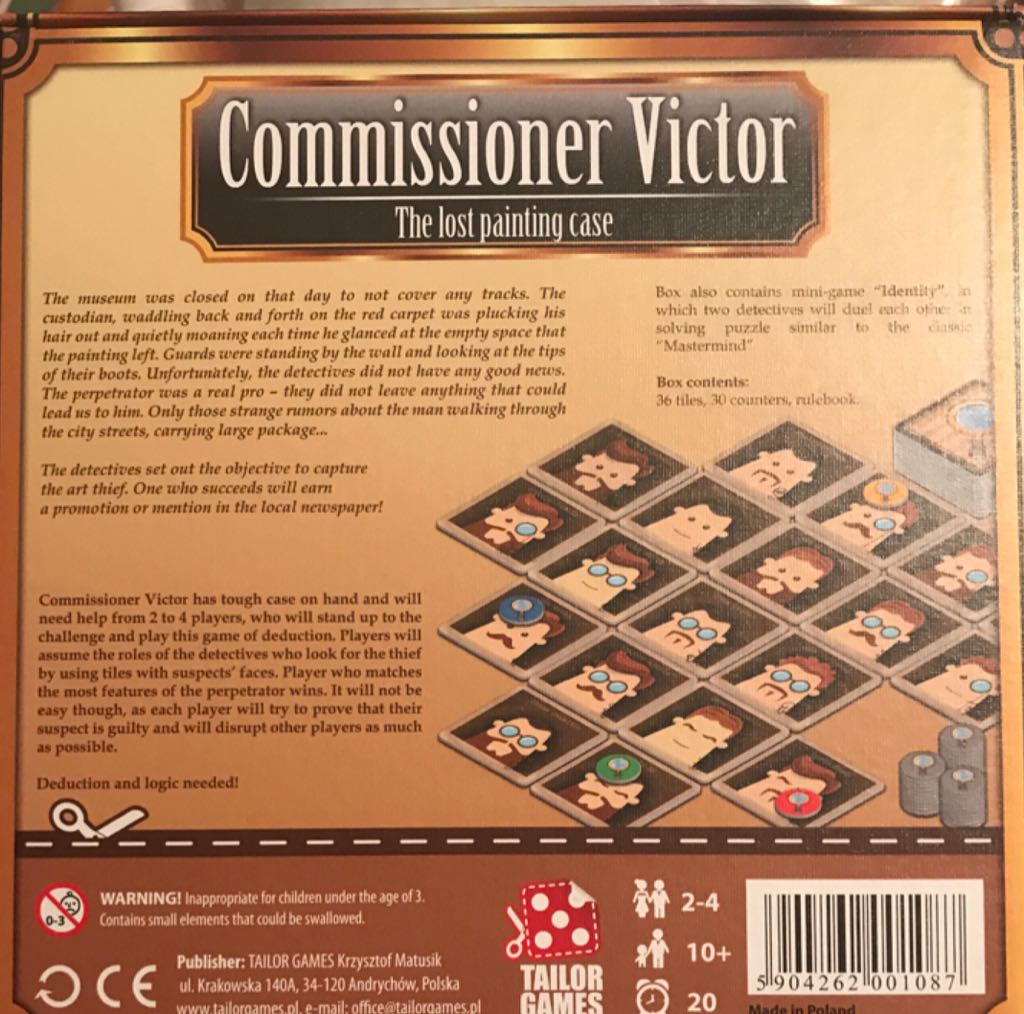 Commissioner Victor: The Lost Painting Case  (2 - 4) board game collectible [Barcode 5904262001087] - Main Image 2