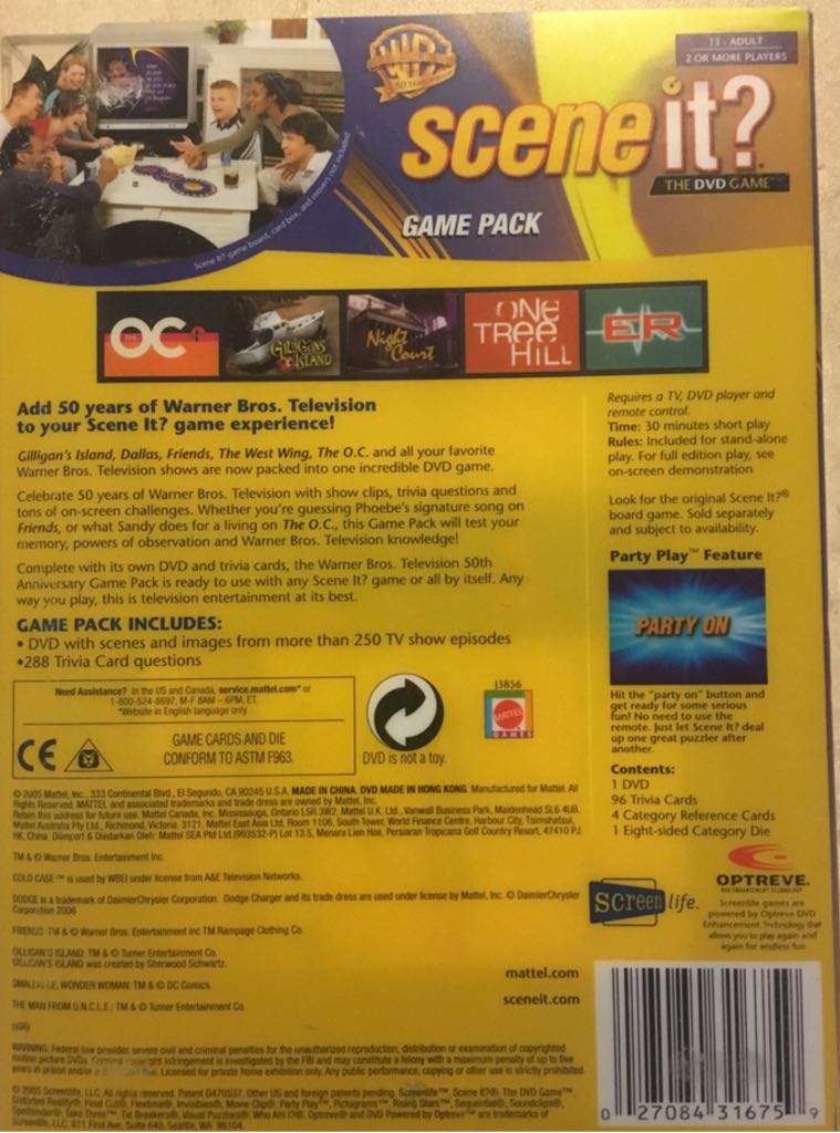 Scene it? Warner Bros Television Clips  board game collectible [Barcode 027084316759] - Main Image 2