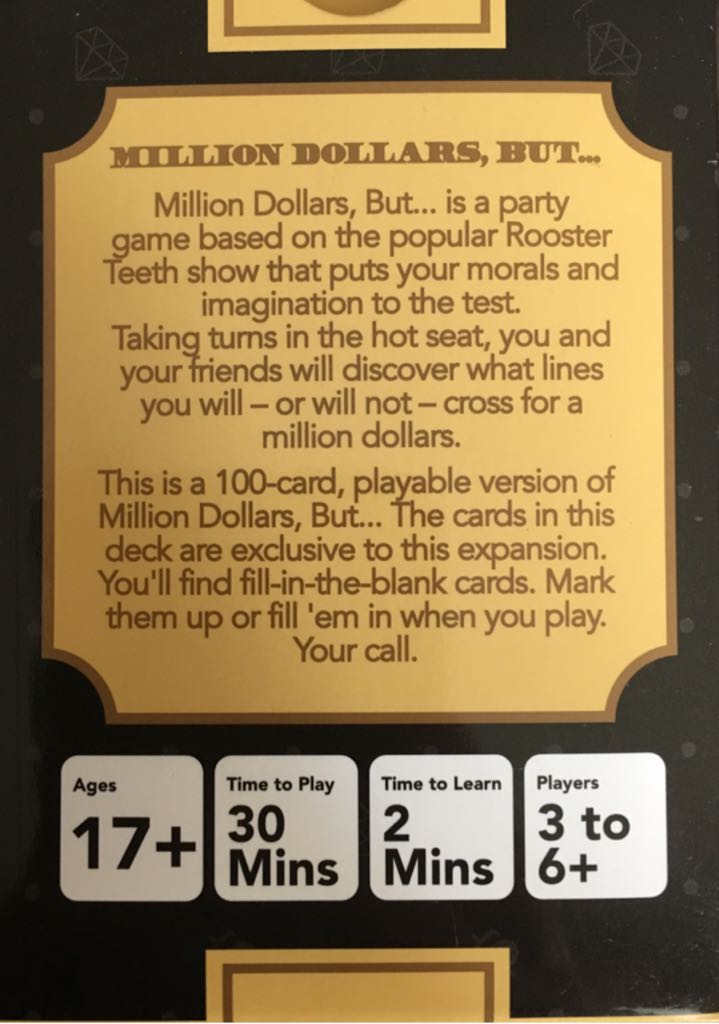 Million Dollars But Expansion 1  (3 - 6+) board game collectible [Barcode 610370565032] - Main Image 2
