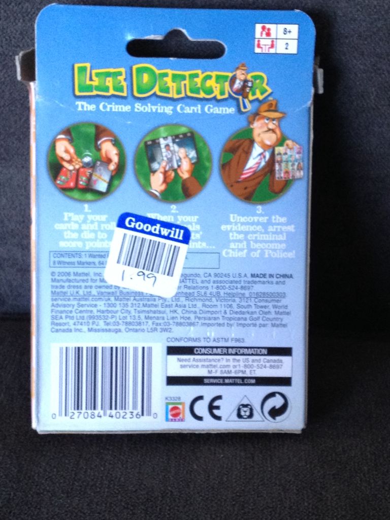 Lie Detector Card Game  (2) board game collectible [Barcode 027084402360] - Main Image 2
