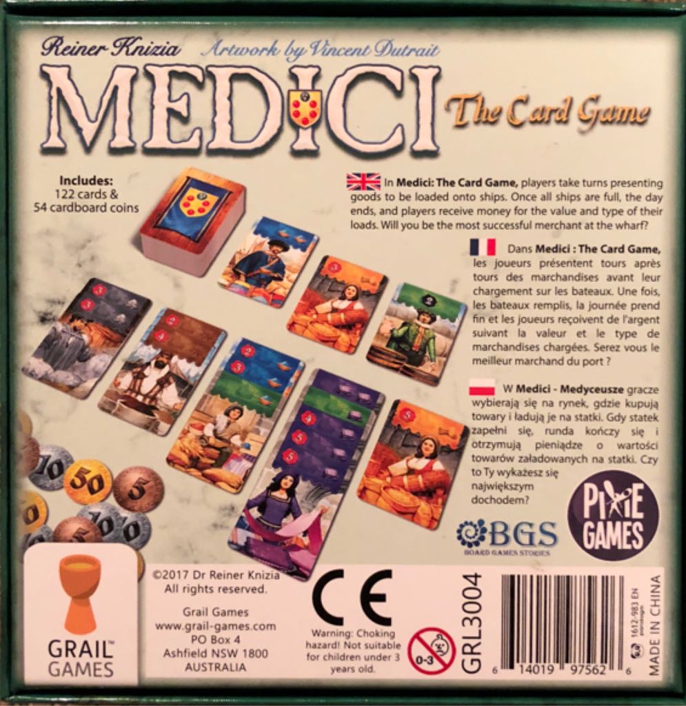 Medici: The Card Game  (2-6) board game collectible [Barcode 614019975626] - Main Image 2