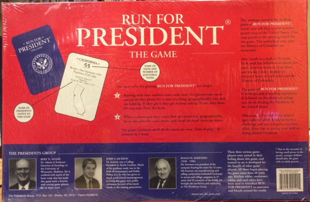 Run For The President  (2-6) board game collectible [Barcode 614534001015] - Main Image 2
