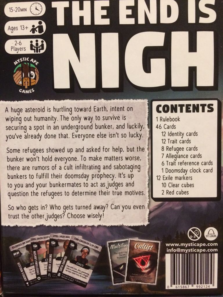 End is Nigh, The  (2-6) board game collectible [Barcode 615867992124] - Main Image 2