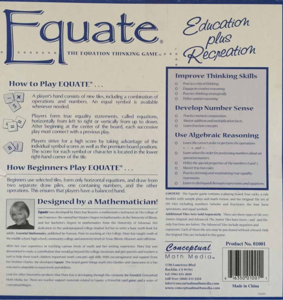 Equate  (2-4) board game collectible [Barcode 616350010011] - Main Image 2