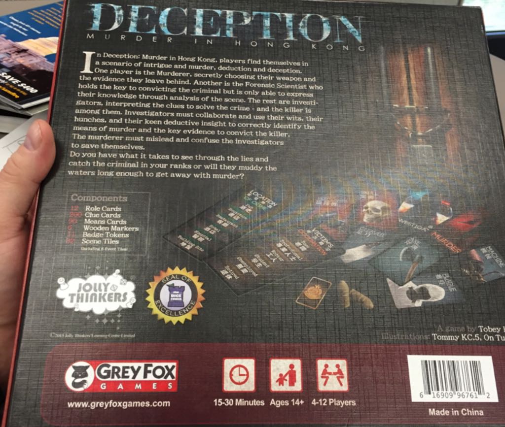 Deception: Murder in Hong Kong   (4-12) board game collectible [Barcode 616909967612] - Main Image 2