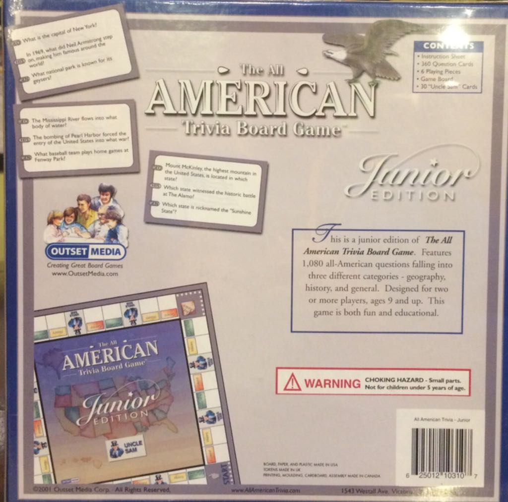 The All American Trivia Board Game  (Any) board game collectible [Barcode 625012103107] - Main Image 2