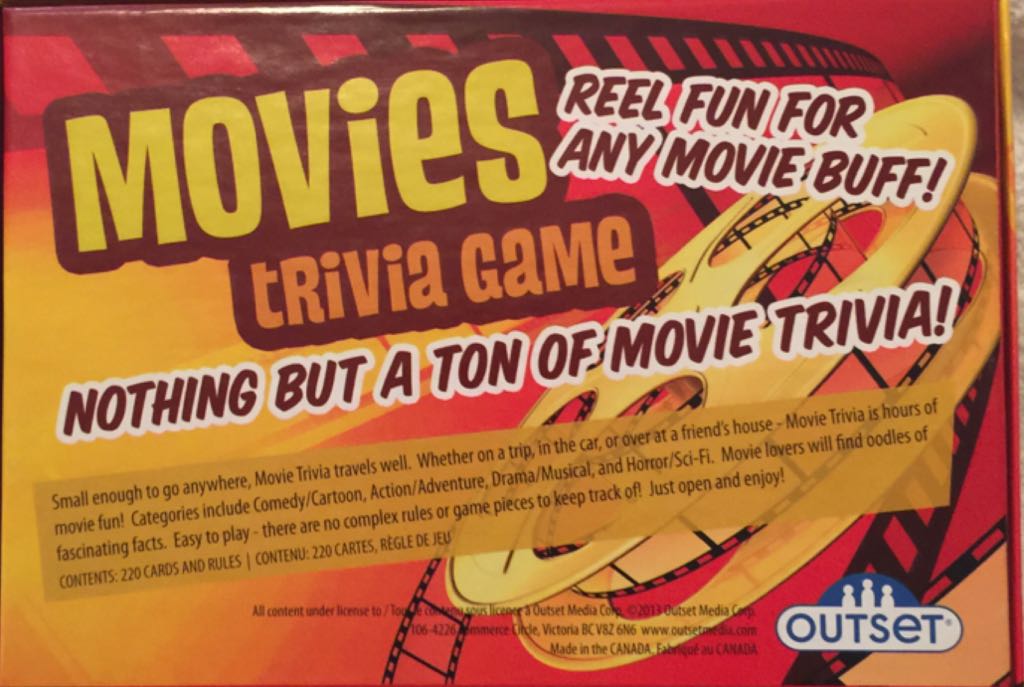 Movies Trivia Game  (2+) board game collectible [Barcode 625012133340] - Main Image 2
