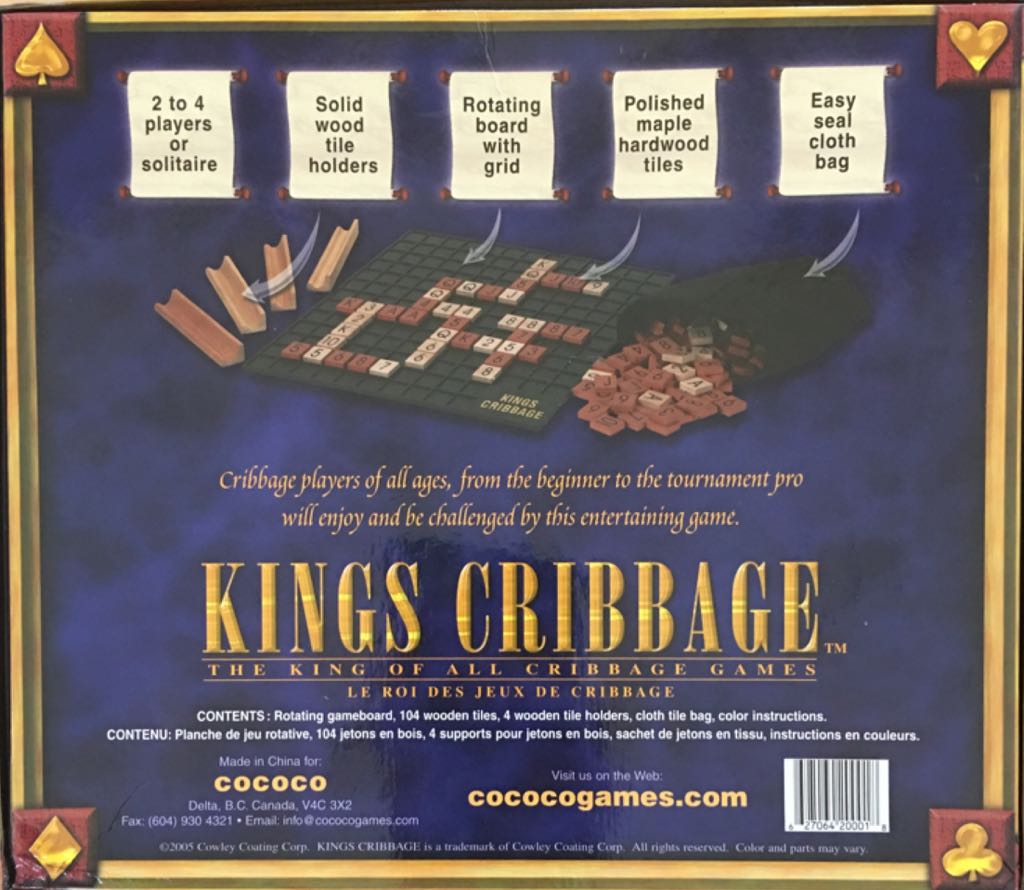 Kings Cribbage  (2-4) board game collectible [Barcode 627064200018] - Main Image 2
