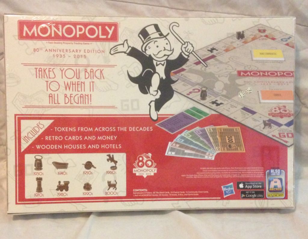 2015 80th Anniversary Monopoly  (2-8) board game collectible [Barcode 630509279784] - Main Image 2