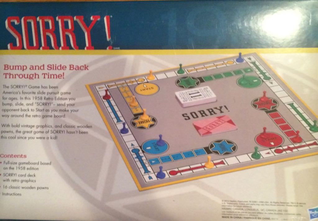 Sorry! (Retro Series)  (2-4) board game collectible [Barcode 630509323562] - Main Image 2