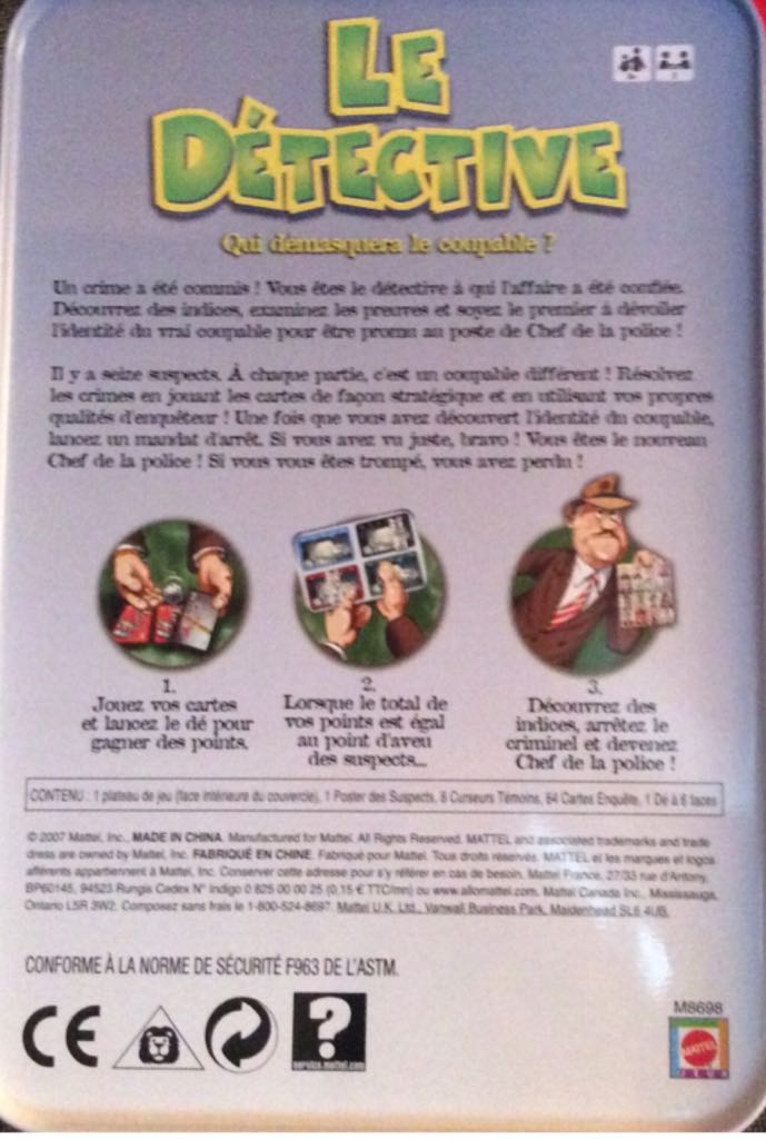 Le Detective  (2) board game collectible [Barcode 027084619737] - Main Image 2