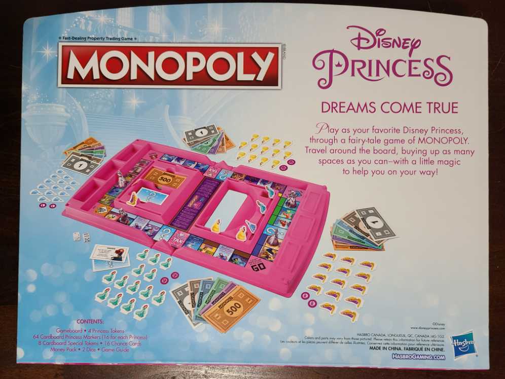 Disney Princess Monopoly  (2-4 Players) board game collectible [Barcode 630509469222] - Main Image 2