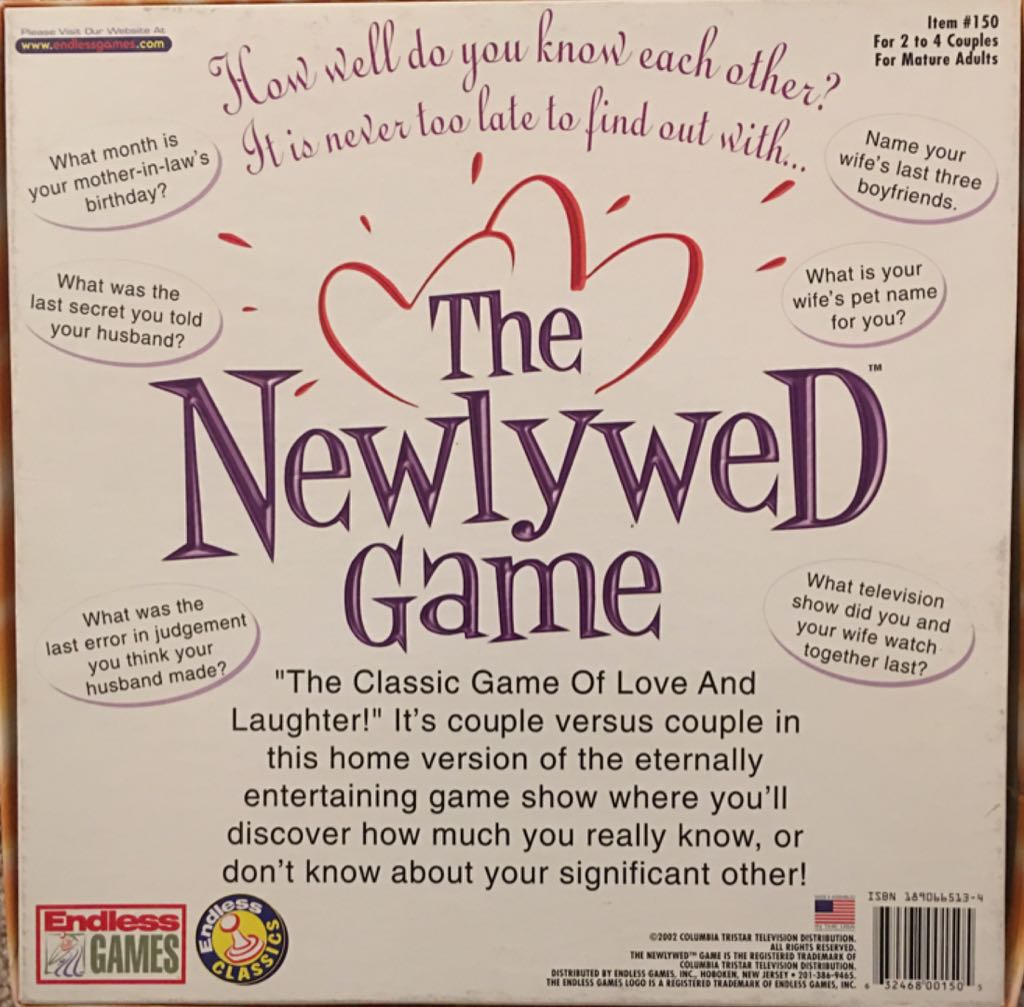 Newlywed Game, The  (4-8) board game collectible [Barcode 632468001505] - Main Image 2