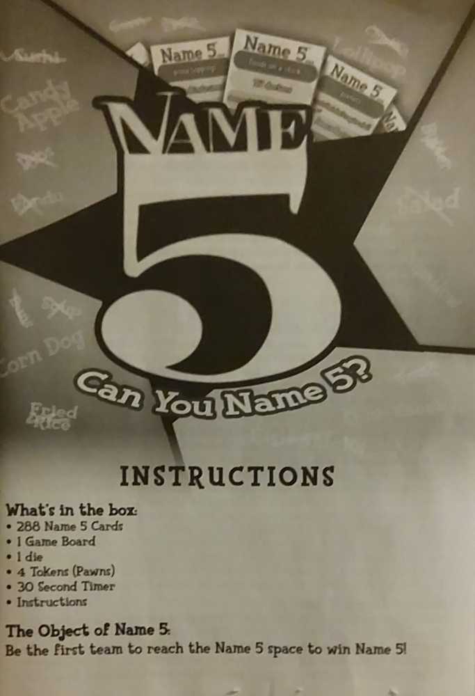 Name 5  (2+) board game collectible [Barcode 632468003806] - Main Image 4