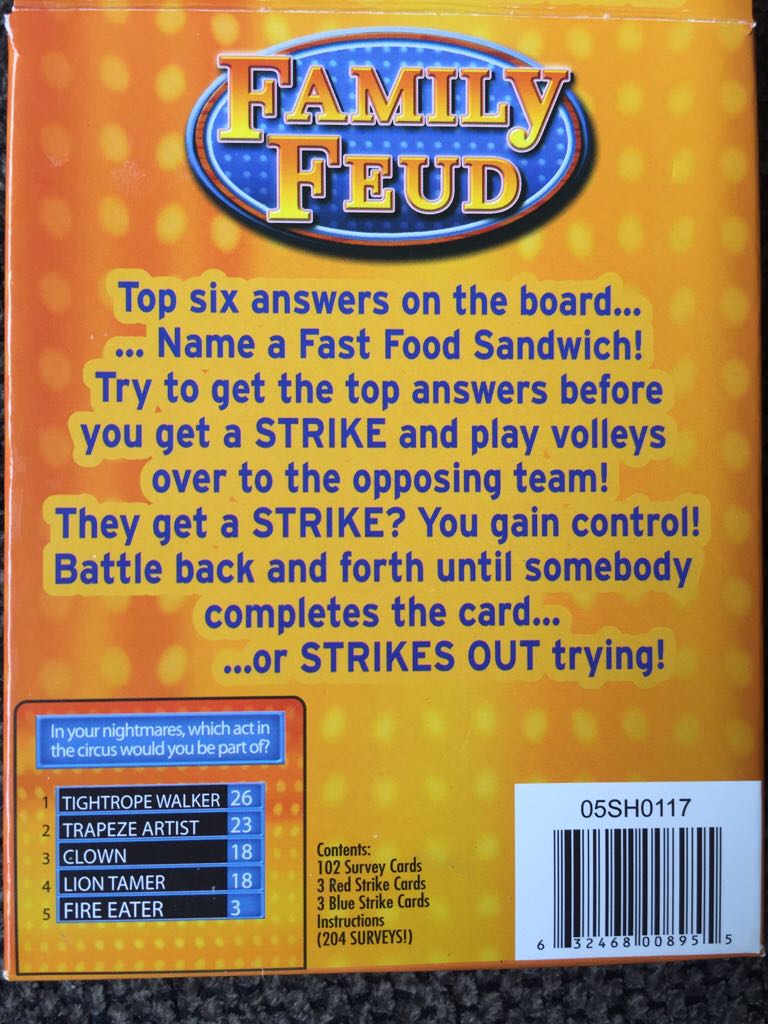 Family Feud • STRIKEOUT Card Game  (9) board game collectible [Barcode 632468008955] - Main Image 2