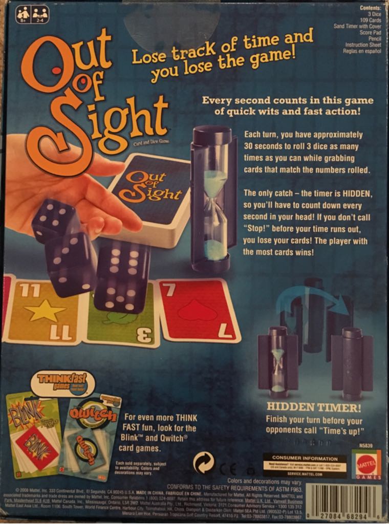 Out Of Sight  (2-4) board game collectible [Barcode 027084682946] - Main Image 2