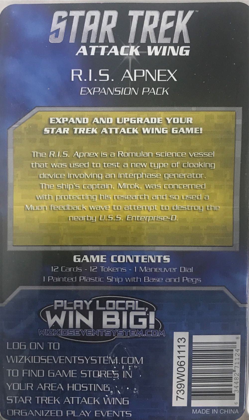 Star Trek Attack Wing R.I.S. Apnex  (2) board game collectible [Barcode 634482711248] - Main Image 2