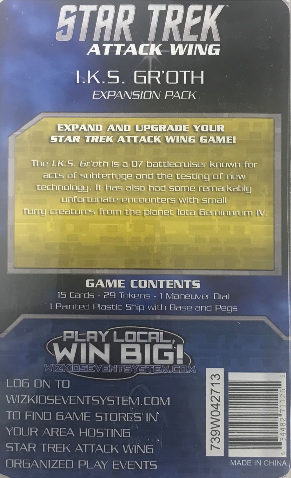 Star Trek Attack Wing I.K.S. Gr’oth  (2) board game collectible [Barcode 634482711255] - Main Image 2