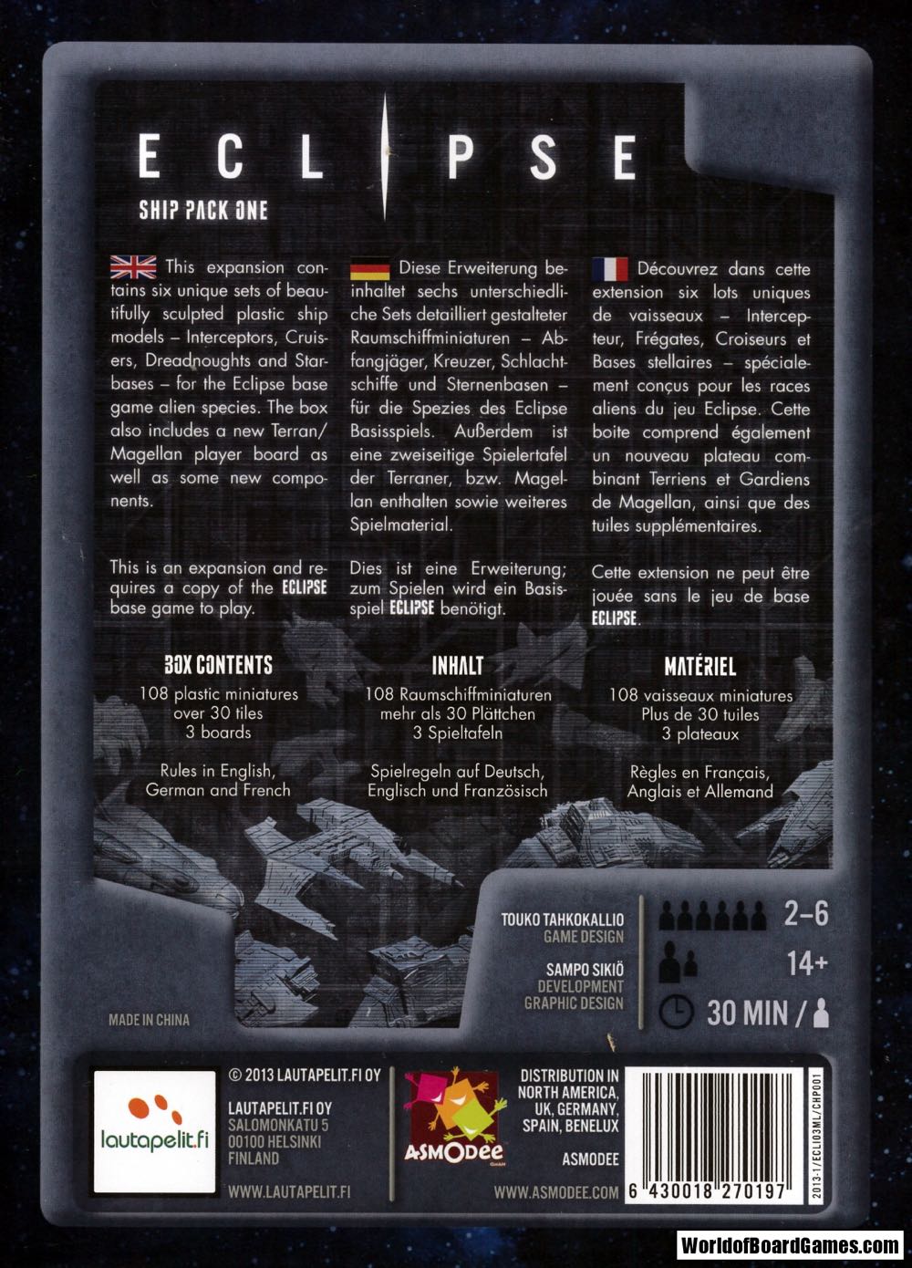 Eclipse:Dawn for the Galaxy Ship Pack One  (3-9) board game collectible [Barcode 6430018270197] - Main Image 2