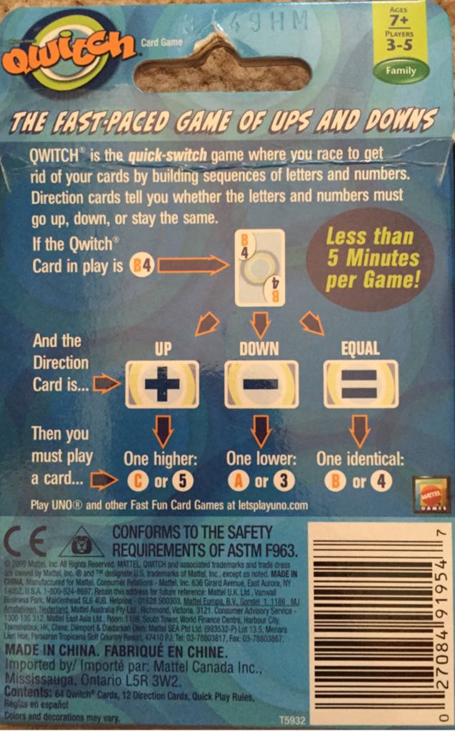 Quitch  (3-5) board game collectible [Barcode 027084919547] - Main Image 2