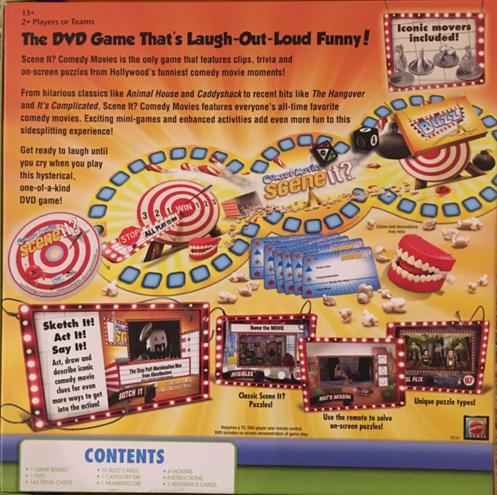 Scene It? : Comedy Movies  (Teams or 2+) board game collectible [Barcode 027084936261] - Main Image 2