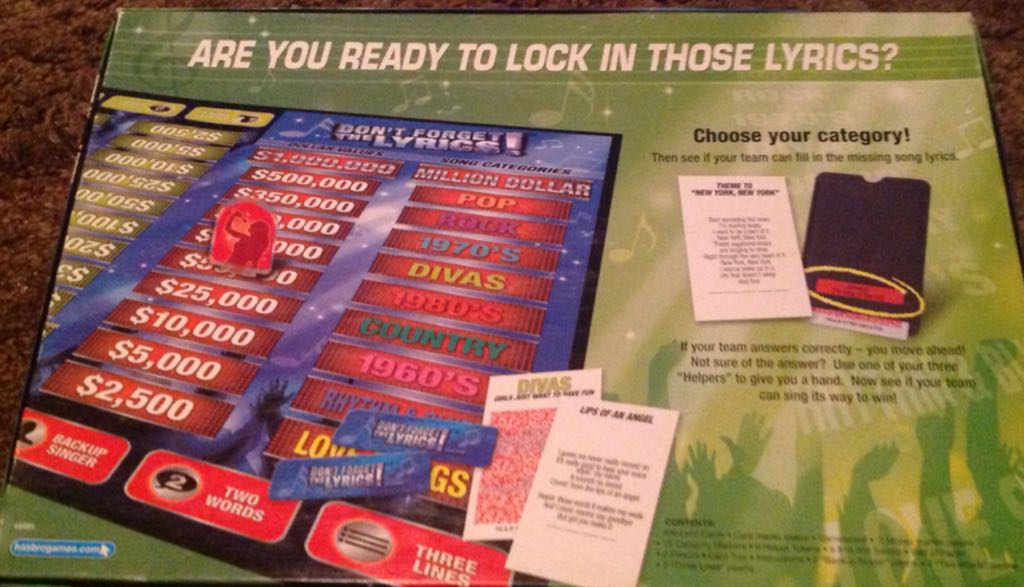 Don’t Forget The Lyrics  (2 Teams) board game collectible [Barcode 653569334248] - Main Image 2