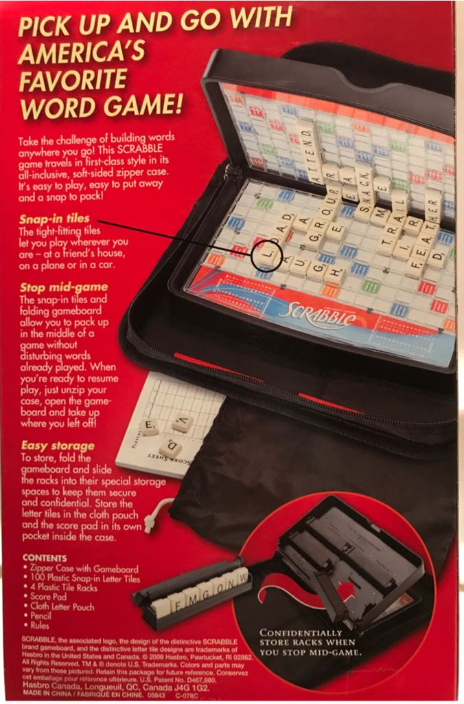 Scrabble: Travel Edition  (2 to 4) board game collectible [Barcode 653569399735] - Main Image 2