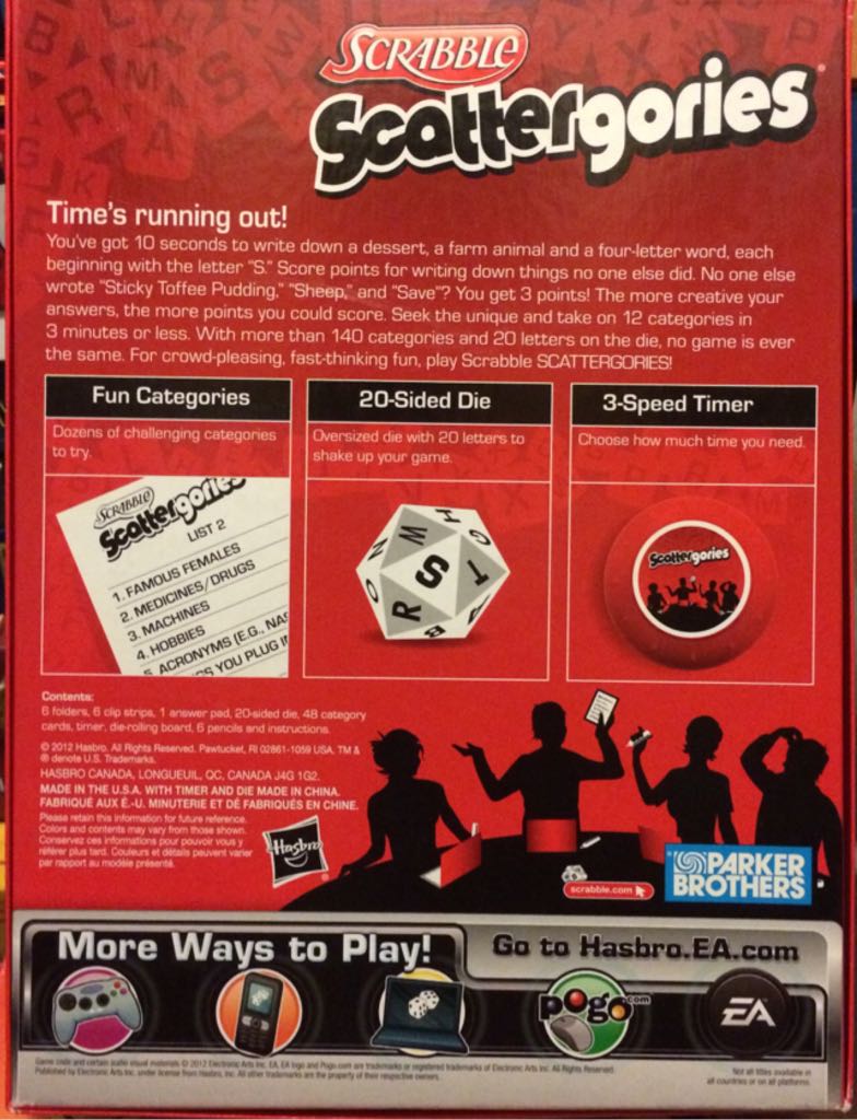 Scrabble: Scattergories  (2-6) board game collectible [Barcode 653569814344] - Main Image 2