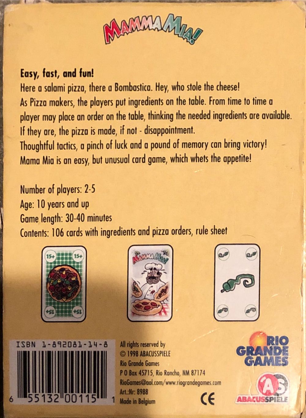 Mamma Mia!  (2-5) board game collectible [Barcode 655132001151] - Main Image 2