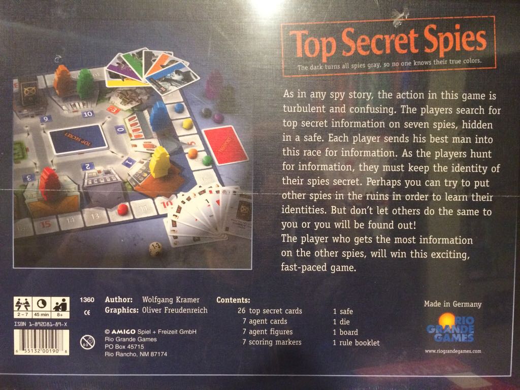 Top Secret Spies  (2-7) board game collectible [Barcode 655132001908] - Main Image 2